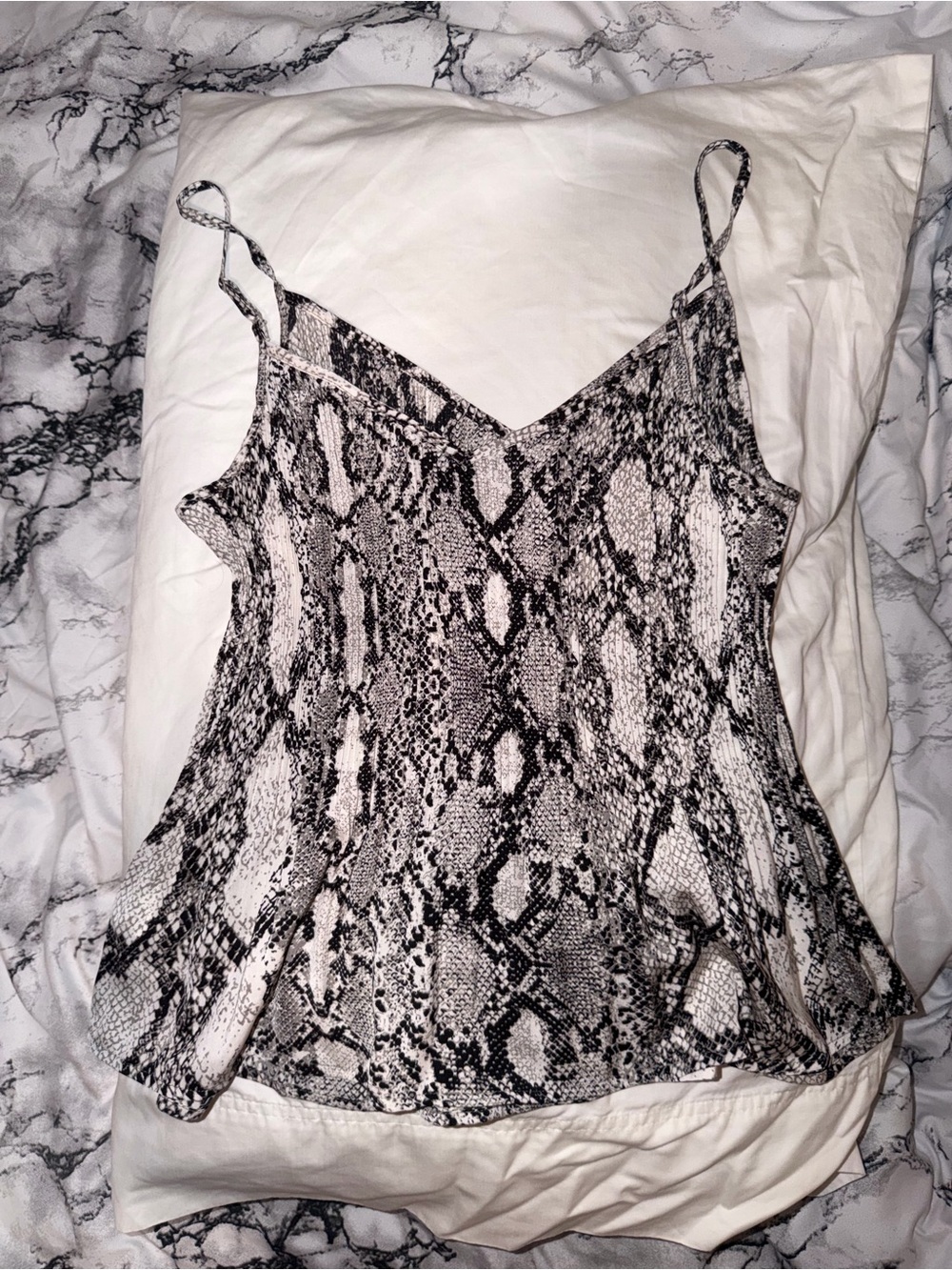 Express Black & White Snake-Print Satin Camisole